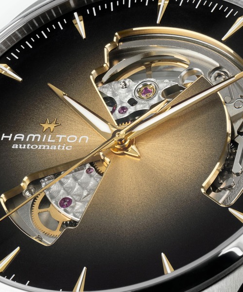 HAMILTON（ハミルトン）の「HAMILTON [ハミルトン] 腕時計 Jazzmaster （ジャズマスター） Open Heart オート 自動巻き 40MM ブラック×ブラウン（アナログ腕時計・メンズ・イエロー・FREE）」の5枚目の写真