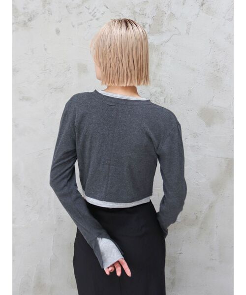 Ungrid（アングリッド）の「レイヤードデザインヘンリーロングスリーブTee（Tシャツ/カットソー・レディース・ライトグレー/チャコールグレー/ベージュ・FREE）」の13枚目の写真