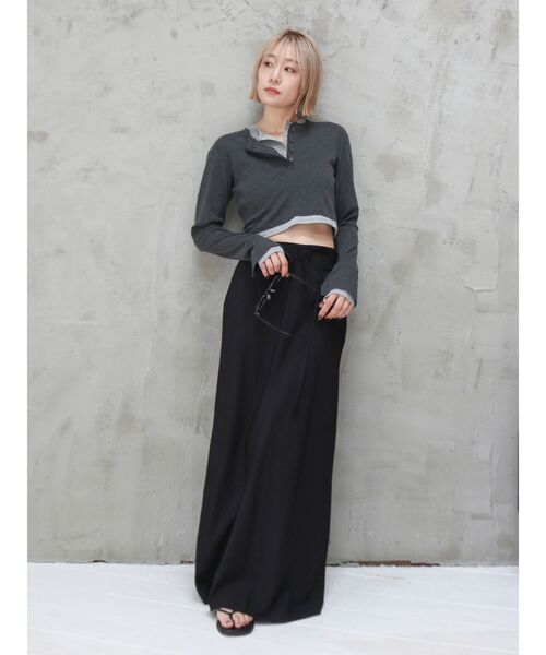 Ungrid（アングリッド）の「レイヤードデザインヘンリーロングスリーブTee（Tシャツ/カットソー・レディース・ライトグレー/チャコールグレー/ベージュ・FREE）」の14枚目の写真