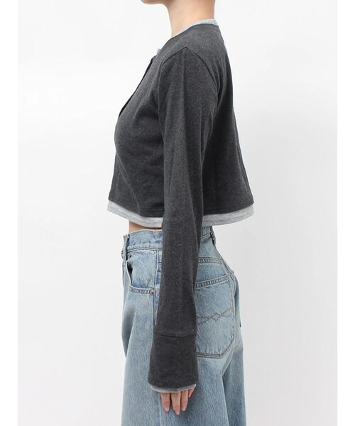 Ungrid（アングリッド）の「レイヤードデザインヘンリーロングスリーブTee（Tシャツ/カットソー・レディース・ライトグレー/チャコールグレー/ベージュ・FREE）」の17枚目の写真