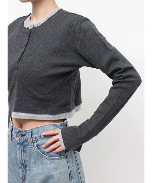 Ungrid（アングリッド）の「レイヤードデザインヘンリーロングスリーブTee（Tシャツ/カットソー・レディース・ライトグレー/チャコールグレー/ベージュ・FREE）」の20枚目の写真