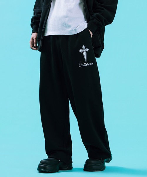 improves（インプローブス）の「クロスプリント ワイド ストレートスウェットパンツ（その他パンツ・メンズ・ブラック系/ブラック/ホワイト・LARGE/MEDIUM）」の2枚目の写真