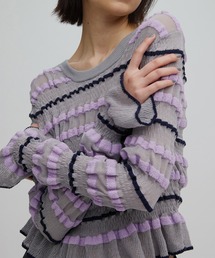 Ameri（アメリ）の「BUMPY MULTI BORDER KNIT TOP（ニット/セーター）」