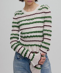 Ameri（アメリ）の「BUMPY MULTI BORDER KNIT TOP（ニット/セーター）」