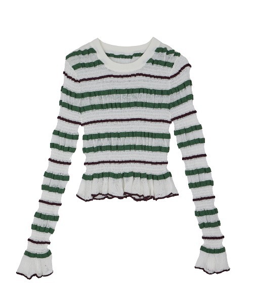 BUMPY MULTI BORDER KNIT TOP（ニット/セーター）｜Ameri（アメリ）の
