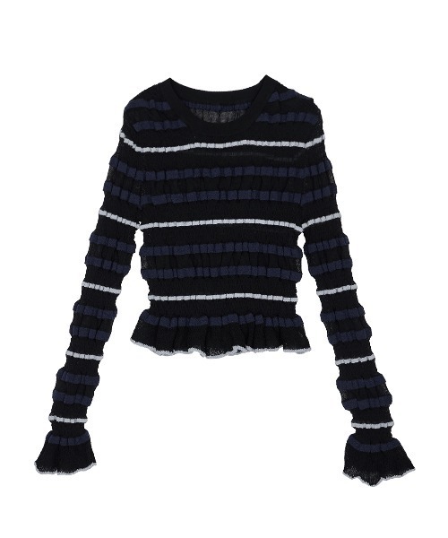 BUMPY MULTI BORDER KNIT TOP（ニット/セーター）｜Ameri（アメリ）の
