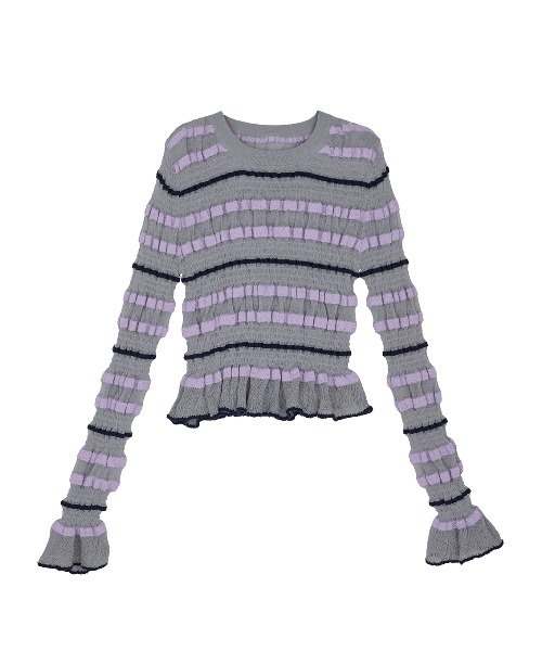BUMPY MULTI BORDER KNIT TOP（ニット/セーター）｜Ameri（アメリ）の