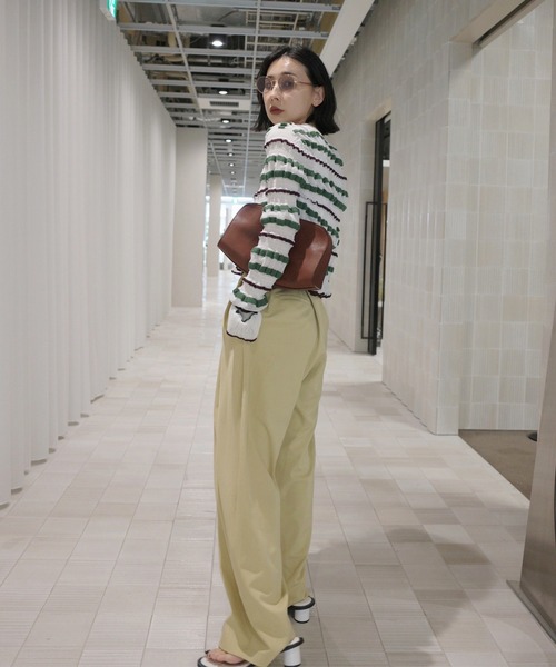 Ameri（アメリ）の「BUMPY MULTI BORDER KNIT TOP（ニット/セーター・レディース・グレー/ホワイト/オレンジ/ブラック・FREE）」の8枚目の写真