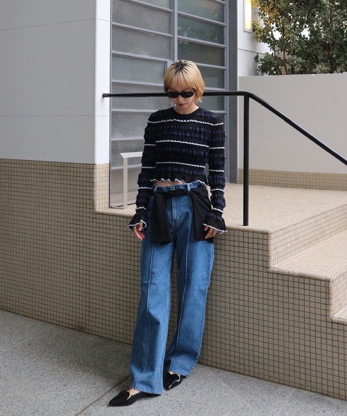 BUMPY MULTI BORDER KNIT TOP（ニット/セーター）｜Ameri（アメリ）の
