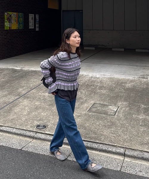 BUMPY MULTI BORDER KNIT TOP（ニット/セーター）｜Ameri（アメリ）の