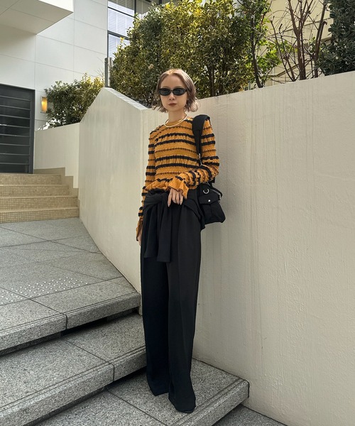 BUMPY MULTI BORDER KNIT TOP（ニット/セーター）｜Ameri（アメリ）の