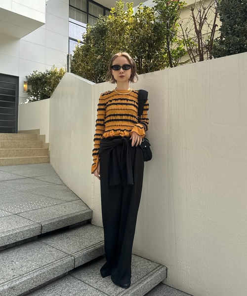 BUMPY MULTI BORDER KNIT TOP（ニット/セーター）｜Ameri（アメリ）の
