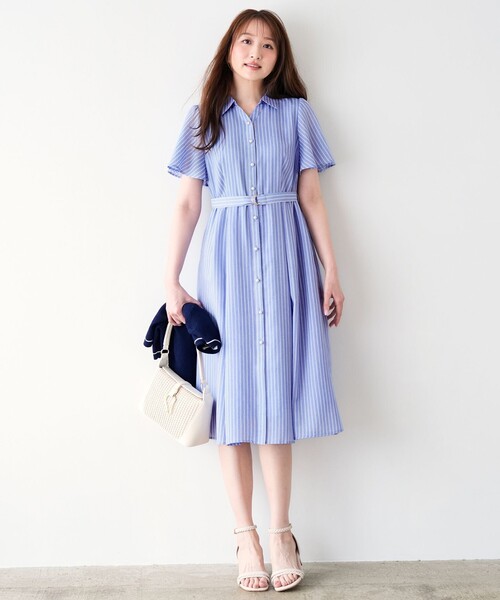 ANY SIS（エニィスィス）の「スムージーポリエステル ワンピース（シャツワンピース・レディース・ネイビー系/ライトグリーン系/ダークブラウン系9/グレー系1/スカイブルー系1・X-LARGE）」の8枚目の写真