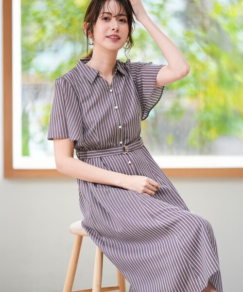 ANY SIS（エニィスィス）の「スムージーポリエステル ワンピース（シャツワンピース・レディース・ネイビー系/ライトグリーン系/ダークブラウン系9/グレー系1/スカイブルー系1・X-LARGE）」の10枚目の写真