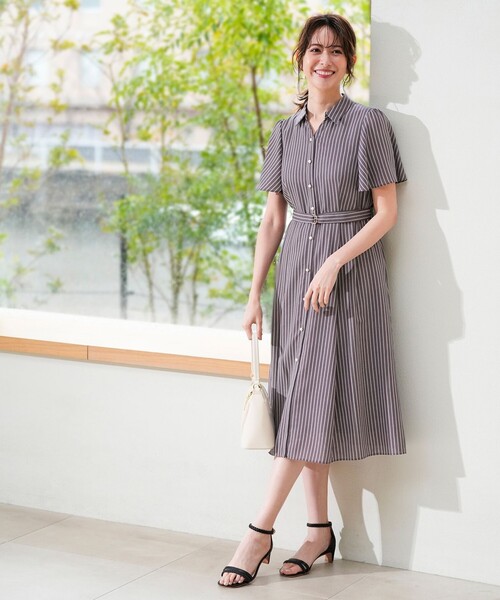 ANY SIS（エニィスィス）の「スムージーポリエステル ワンピース（シャツワンピース・レディース・ネイビー系/ライトグリーン系/ダークブラウン系9/グレー系1/スカイブルー系1・X-LARGE）」の11枚目の写真