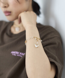 JUNCO Paris（ジュンコパリ）の「Junco Paris/ジュンコパリ vintage glass heart bracelet / BRT26P-40 / ヴィンテージ ハートモチーフ ガラス チェーン ブレスレット（ブレスレット）」