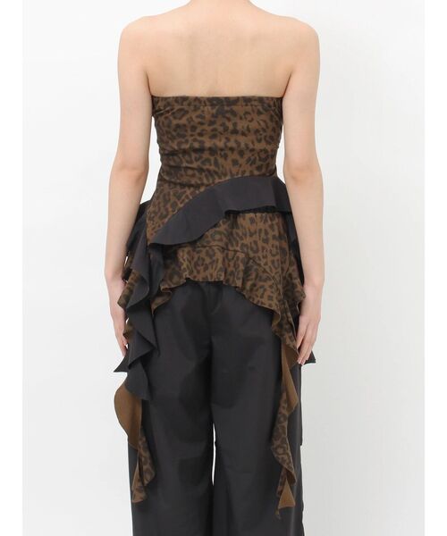 GYDA（ジェイダ）の「LEOPARD HEM DRAPE EDGEベアTOPS（チューブトップ・レディース・アイボリー/ブラック・FREE）」の10枚目の写真