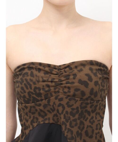 GYDA（ジェイダ）の「LEOPARD HEM DRAPE EDGEベアTOPS（チューブトップ・レディース・アイボリー/ブラック・FREE）」の11枚目の写真