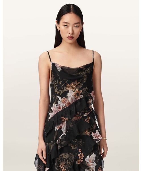 ALLSAINTS（オールセインツ）の「RUTH FLORAL SLIP MAXI DRESS | RUTH フローラル スリップ マキシ ドレス・ワンピース（ワンピース・レディース・ブラック系その他・10/12/8/6/4）」の6枚目の写真