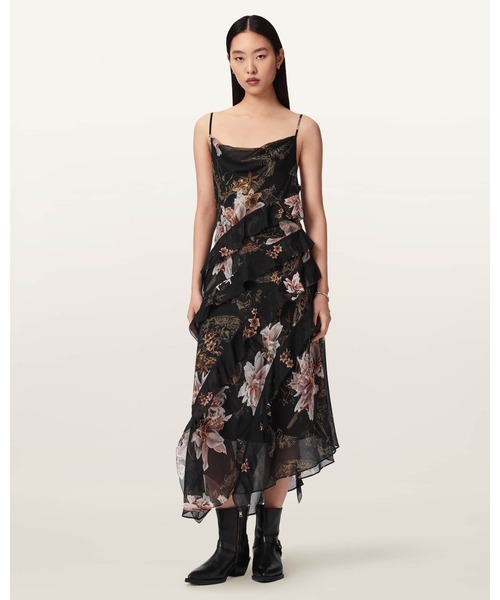 ALLSAINTS（オールセインツ）の「RUTH FLORAL SLIP MAXI DRESS | RUTH フローラル スリップ マキシ ドレス・ワンピース（ワンピース・レディース・ブラック系その他・10/12/8/6/4）」の5枚目の写真