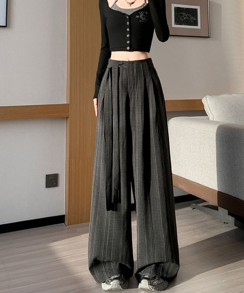 2ly2(トゥーリートゥー)の「ストライプ ワイドパンツ(その他パンツ・レディース・グレー/ベージュ・FREE)」の3枚目の写真