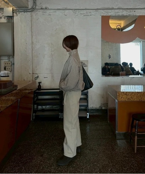 check stand collar blouson / チェックスタンドカラーブルゾン