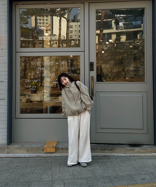 check stand collar blouson / チェックスタンドカラーブルゾン