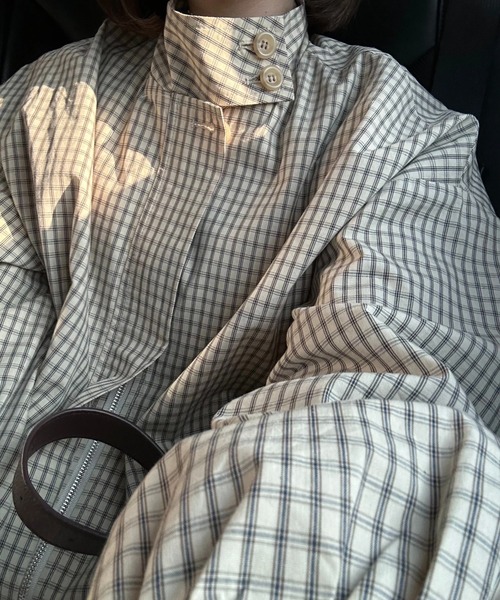 check stand collar blouson / チェックスタンドカラーブルゾン