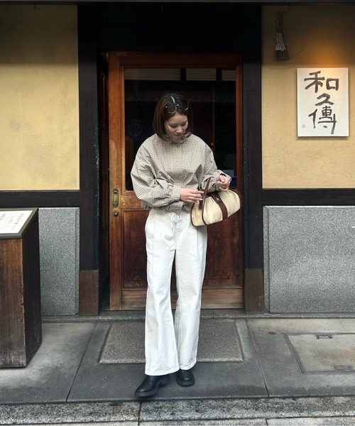 check stand collar blouson / チェックスタンドカラーブルゾン