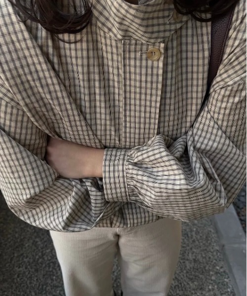 check stand collar blouson / チェックスタンドカラーブルゾン