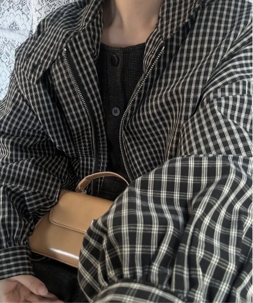 check stand collar blouson / チェックスタンドカラーブルゾン