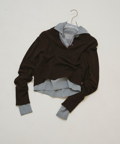 TODAYFUL（トゥデイフル）の「[TODAYFUL/トゥデイフル] レイヤード ポロニットプルオーバー（ニット/セーター・レディース・ブラウン/キナリ・F）」の11枚目の写真