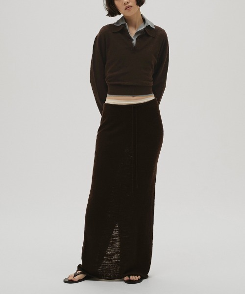 TODAYFUL（トゥデイフル）の「[TODAYFUL/トゥデイフル] レイヤード ポロニットプルオーバー（ニット/セーター・レディース・ブラウン/キナリ・F）」の6枚目の写真