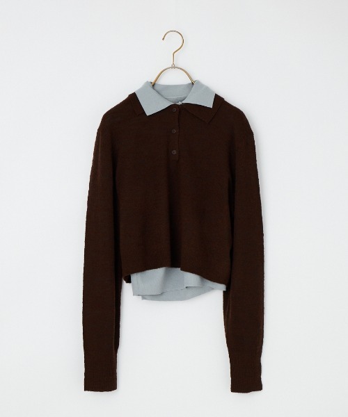 TODAYFUL（トゥデイフル）の「[TODAYFUL/トゥデイフル] レイヤード ポロニットプルオーバー（ニット/セーター・レディース・ブラウン/キナリ・F）」の14枚目の写真