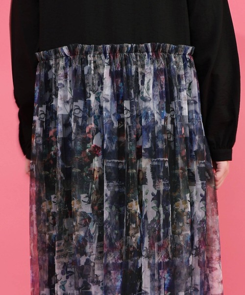 iS ScoLar（イズスカラー）の「561237：魔女の秘密柄チュール重ね異素材切替シャツワンピース（シャツワンピース・レディース・ベージュ/オフホワイト/ブラック・M）」の9枚目の写真