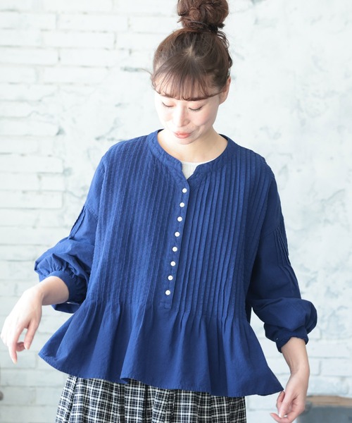 soulberry(ソウルベリー)の「群青色のピンタックブラウス(シャツ/ブラウス・レディース・ネイビー・M/L/LL/3L/4L/5L)」の18枚目の写真