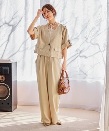 mysty woman | 【WEB限定】シャツジャケットイージーパンツSETUP 678723(セットアップ)