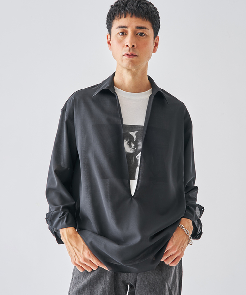 EDIFICE（エディフィス）の「トロピカル スキッパー シャツ（シャツ/ブラウス・メンズ・ベージュ/ブラック/グレー・MEDIUM/LARGE）」の13枚目の写真