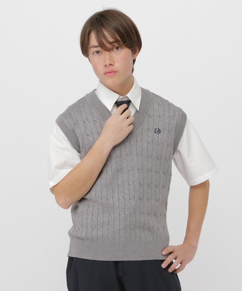 GLOBAL WORK(グローバルワーク)の「スクールCSニットベスト/AND YUA ANY/641524(ベスト・キッズ・ライトベージュ/ネイビー/グレー・150cm/170cm/160cm)」の2枚目の写真