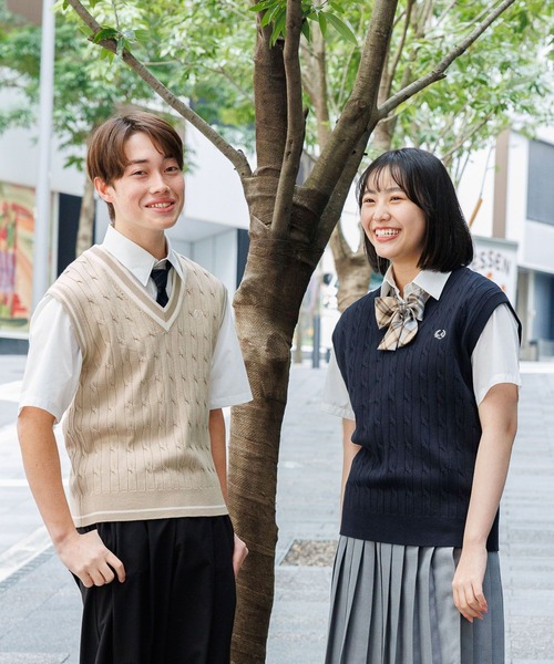 GLOBAL WORK(グローバルワーク)の「スクールCSニットベスト/AND YUA ANY/641524(ベスト・キッズ・ライトベージュ/ネイビー/グレー・150cm/170cm/160cm)」の10枚目の写真