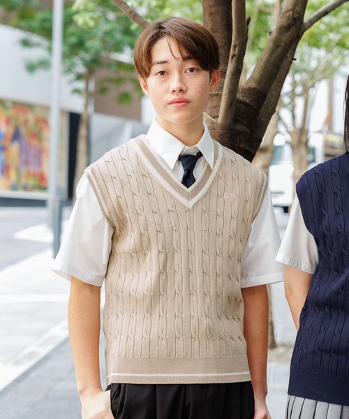 GLOBAL WORK(グローバルワーク)の「スクールCSニットベスト/AND YUA ANY/641524(ベスト・キッズ・ライトベージュ/ネイビー/グレー・150cm/170cm/160cm)」の15枚目の写真