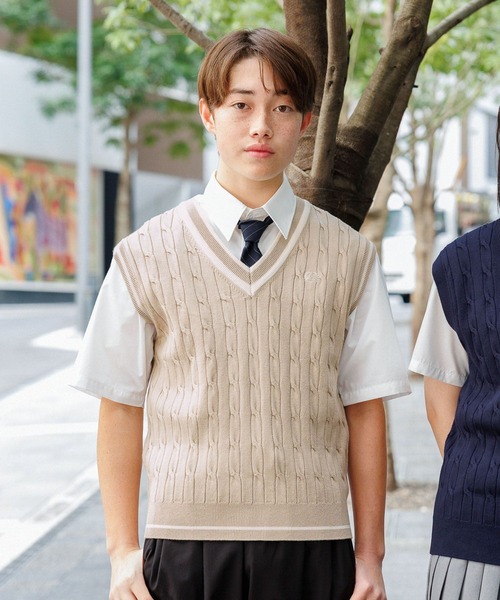 GLOBAL WORK(グローバルワーク)の「スクールCSニットベスト/AND YUA ANY/641524(ベスト・キッズ・ライトベージュ/ネイビー/グレー・150cm/170cm/160cm)」の16枚目の写真