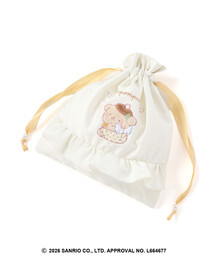 SLAP SLIP（スラップスリップ）の「【シナモロール/ポムポムプリン×SLAPSLIP】フロントプリントフリルチェック巾着（ポーチ）」