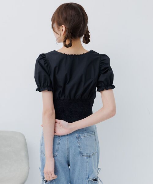 ems excite（エムズエキサイト）の「フロントリボンパフBL（シャツ/ブラウス・レディース・ブルー系その他/ホワイト/ブラック・FREE）」の13枚目の写真