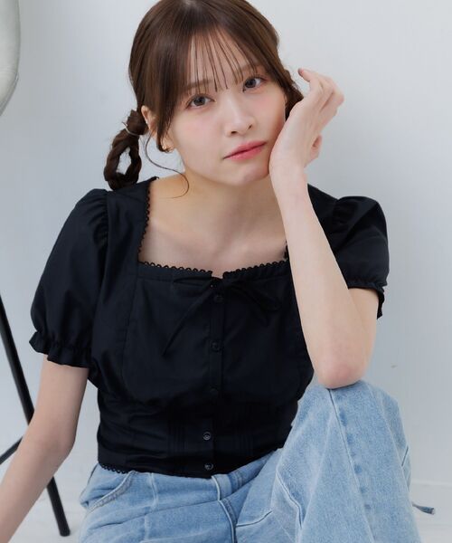 ems excite（エムズエキサイト）の「フロントリボンパフBL（シャツ/ブラウス・レディース・ブルー系その他/ホワイト/ブラック・FREE）」の15枚目の写真