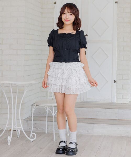 ems excite（エムズエキサイト）の「フロントリボンパフBL（シャツ/ブラウス・レディース・ブルー系その他/ホワイト/ブラック・FREE）」の16枚目の写真