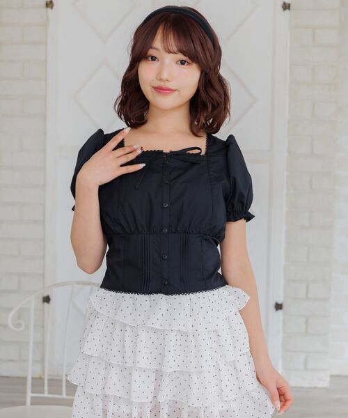 ems excite（エムズエキサイト）の「フロントリボンパフBL（シャツ/ブラウス・レディース・ブルー系その他/ホワイト/ブラック・FREE）」の17枚目の写真