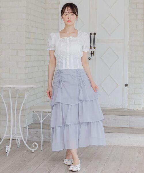 ems excite（エムズエキサイト）の「フロントリボンパフBL（シャツ/ブラウス・レディース・ブルー系その他/ホワイト/ブラック・FREE）」の18枚目の写真