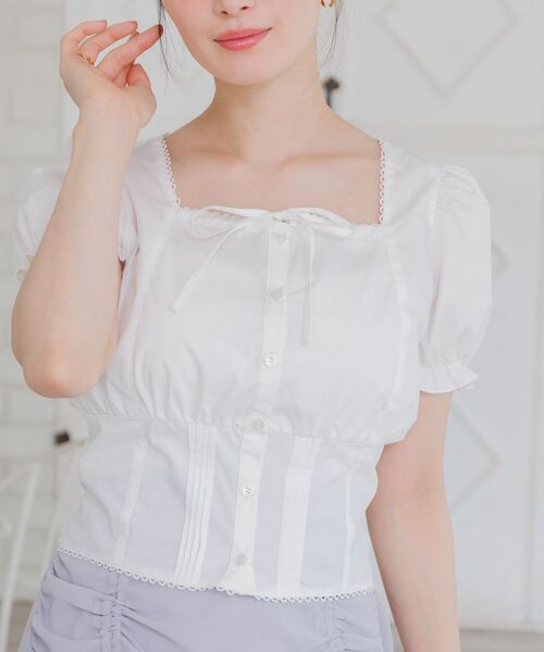 ems excite（エムズエキサイト）の「フロントリボンパフBL（シャツ/ブラウス・レディース・ブルー系その他/ホワイト/ブラック・FREE）」の19枚目の写真