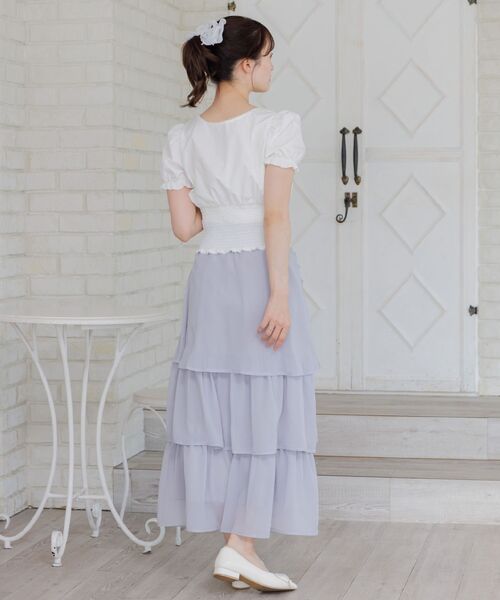 ems excite（エムズエキサイト）の「フロントリボンパフBL（シャツ/ブラウス・レディース・ブルー系その他/ホワイト/ブラック・FREE）」の21枚目の写真